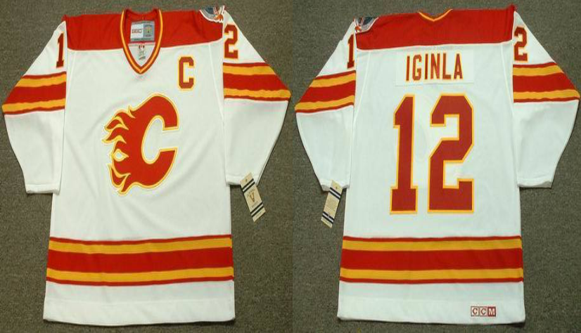 2019 Men Calgary Flames 12 Iginla white CCM NHL jerseys